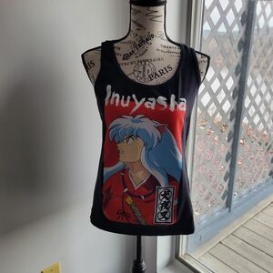 Inuyasha Graphic Tacerback Tank Top - Black with Red & Blue Print Sz M